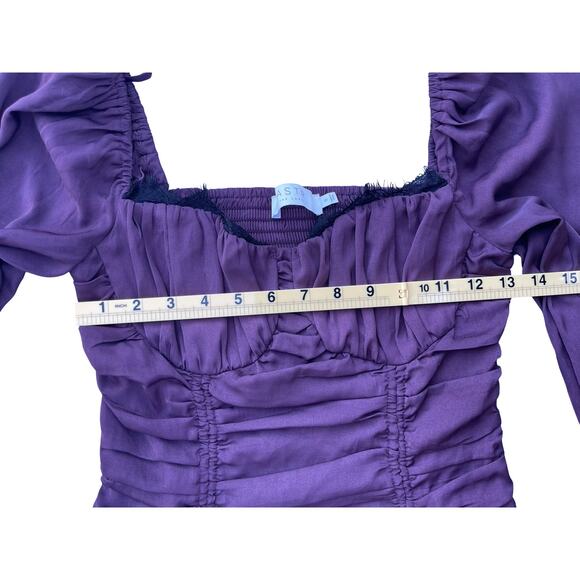 ASTR The Label Mardi Long Sleeve Ruched Mini Dress in Eggplant Purple - Small - Picture 8 of 15